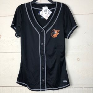 NEW Baltimore Orioles V-Neck Button Down Shirt MLB